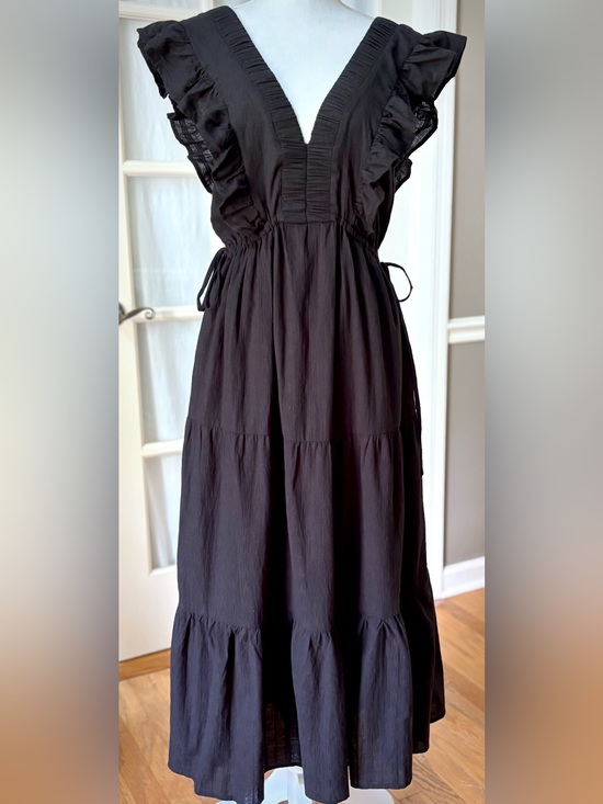 Strut & Bolt Dresses & Skirts - Strut & Bolt NWT Micah Tereu Black Cotton Ruffle Tiered Midi Dress S Cottagecore